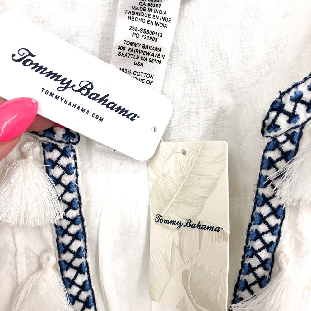 TOMMY BAHAMA Cotton Clip Embroidered Tier Coverup Dress XL White Jacquard NWT - Picture 9 of 10